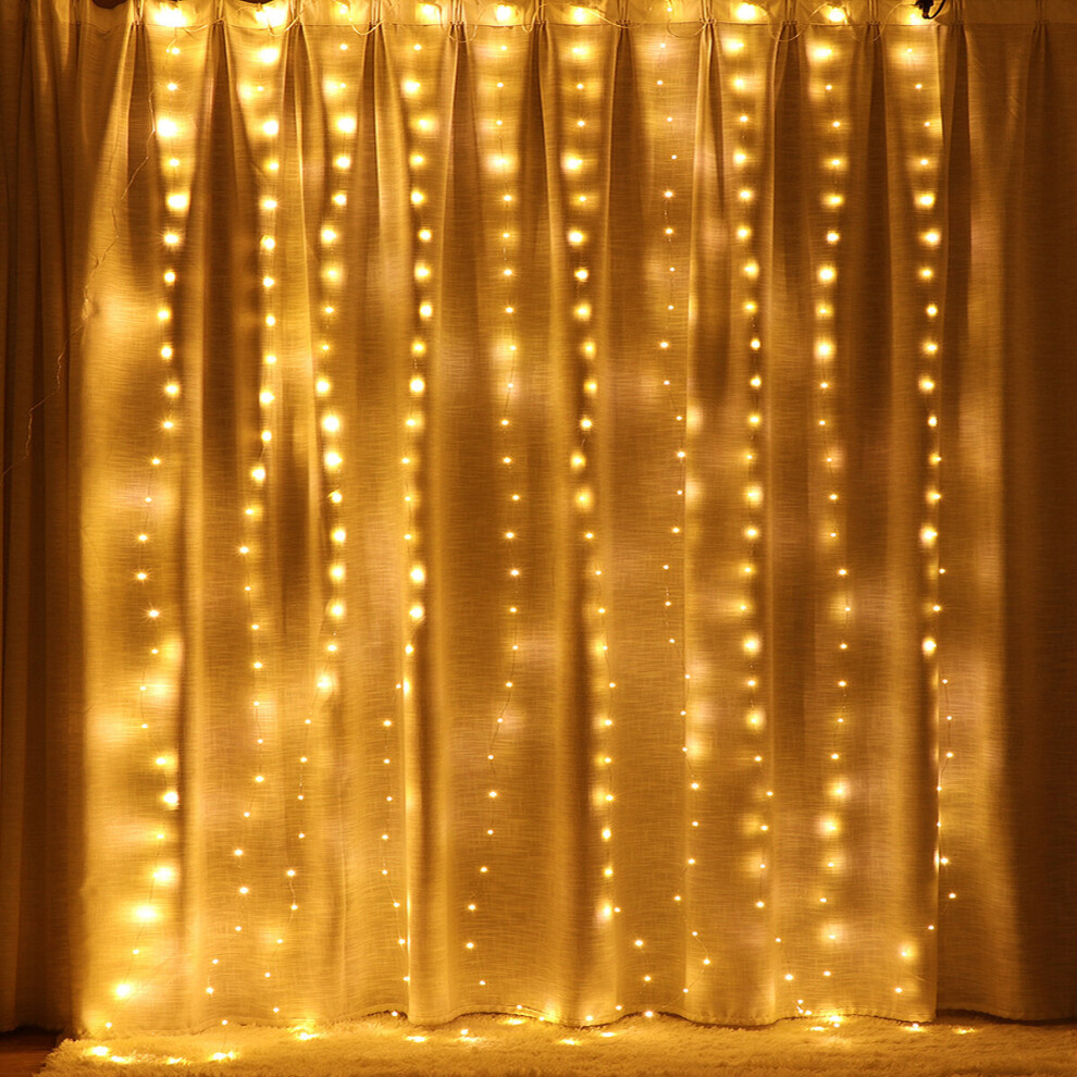 (Warm White) 3M*2M USB 200LED Curtain Window Fairy String Light Twinkle Christmas Party Wedding Holiday Outdoor Lamp