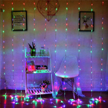 (Multicolor) 3M*3M Outdoor USB 8 Modes 300LED Curtain String Light Fairy Christmas Lights Wedding Lamp Festival Holiday Decor