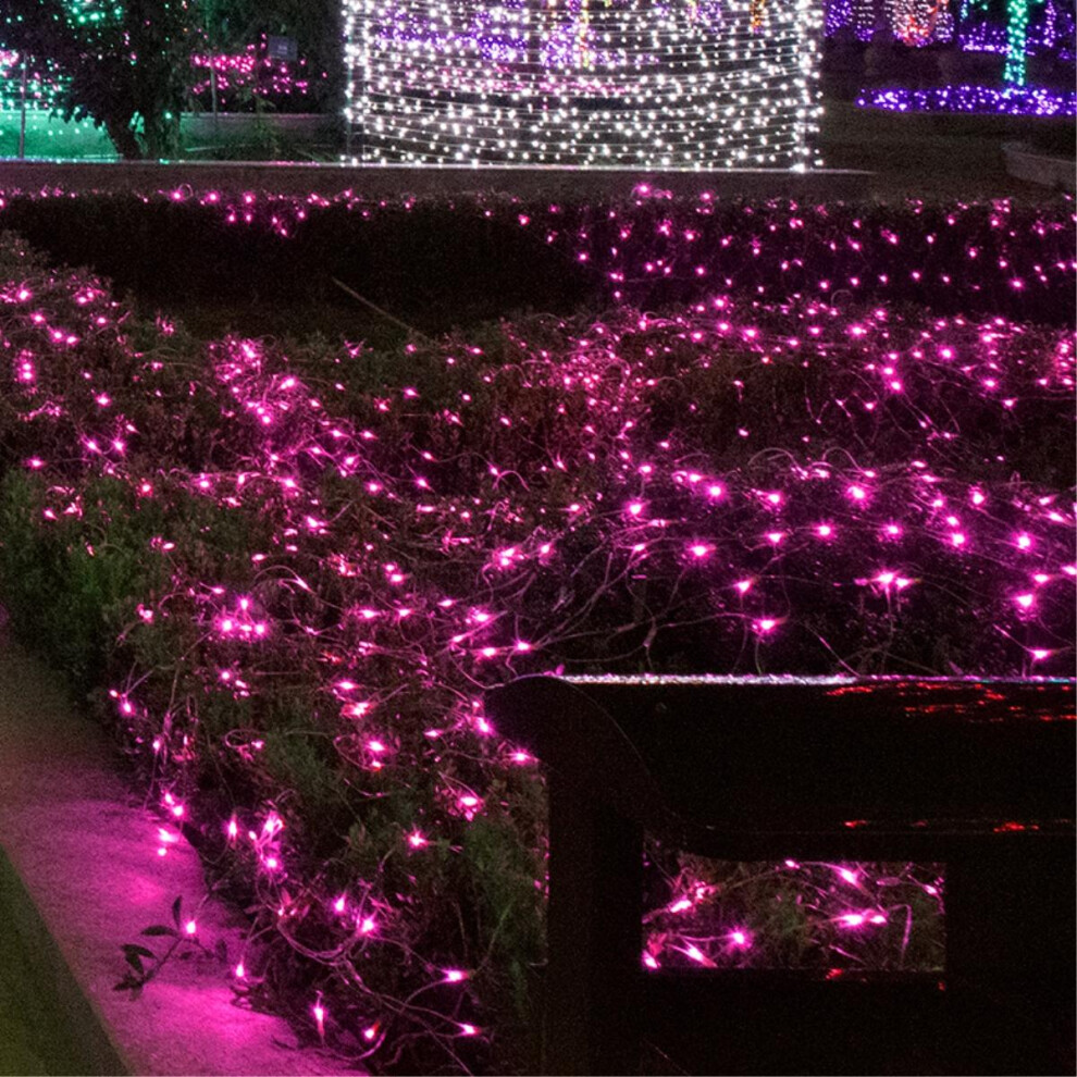 (Pink) 3x3m Waterproof LED Curtain Fairy String Light Wedding Party Outdoor Decoration EU Plug AC220V