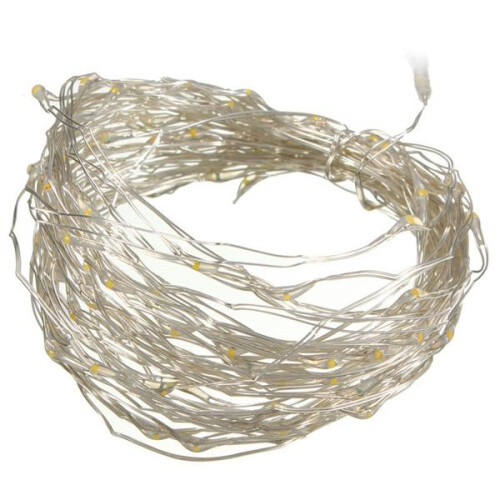 (White) 10M 100 LED Battery Operated Silver Wire String Fairy Light Christmas + Remote Controller 2