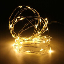 (Yellow) 10M 100 LED Silver Wire Fairy String Light Battery Powered Waterproof Christmas Party Decor