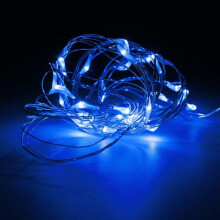 (Blue) 10M 100 LED Silver Wire Fairy String Light Battery Powered Waterproof Christmas Party Decor