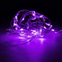 (Purple) 10M 100 LED Silver Wire Fairy String Light Battery Powered Waterproof Christmas Party Decor