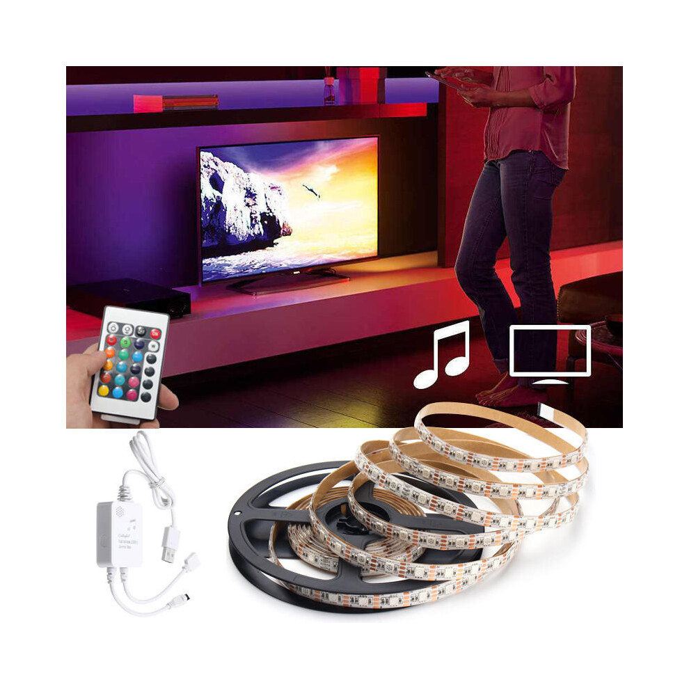 (4M) 0.5M/1M/1.5M/2M/3M/4M Non-waterproof Music Sound Activated Remote Control 5050 LED Strip Light DC5V