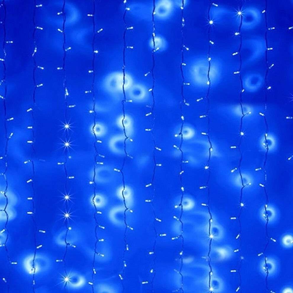 (Blue) 6x3M 600LED USB LED Curtain Fairy String Lights Hanging Backdrop Wall Lamp Wedding Xmas Party Decoration Lights