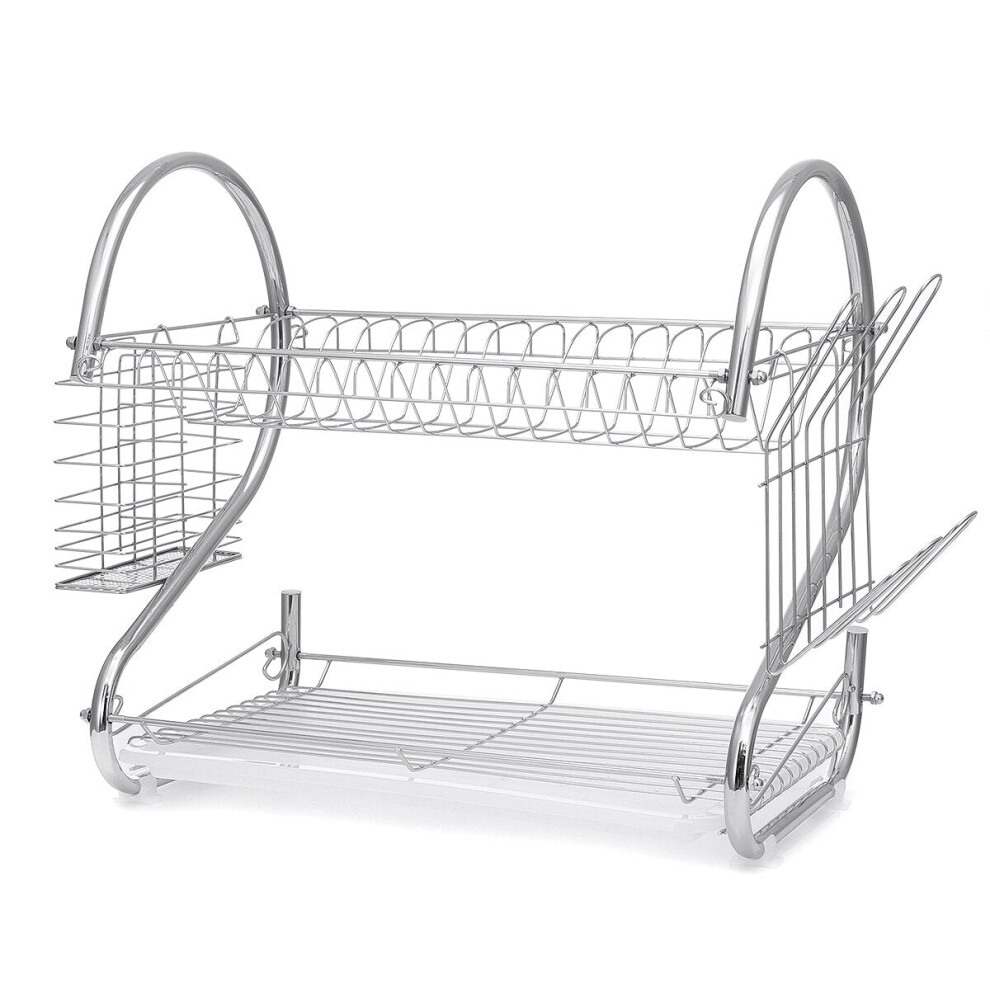 (#1 rack with cup holder.) Dish Drying Rack 2 Tier Dish Rack with Utensil Holder Cup Holder and Dish Drainer for Kitchen Counter