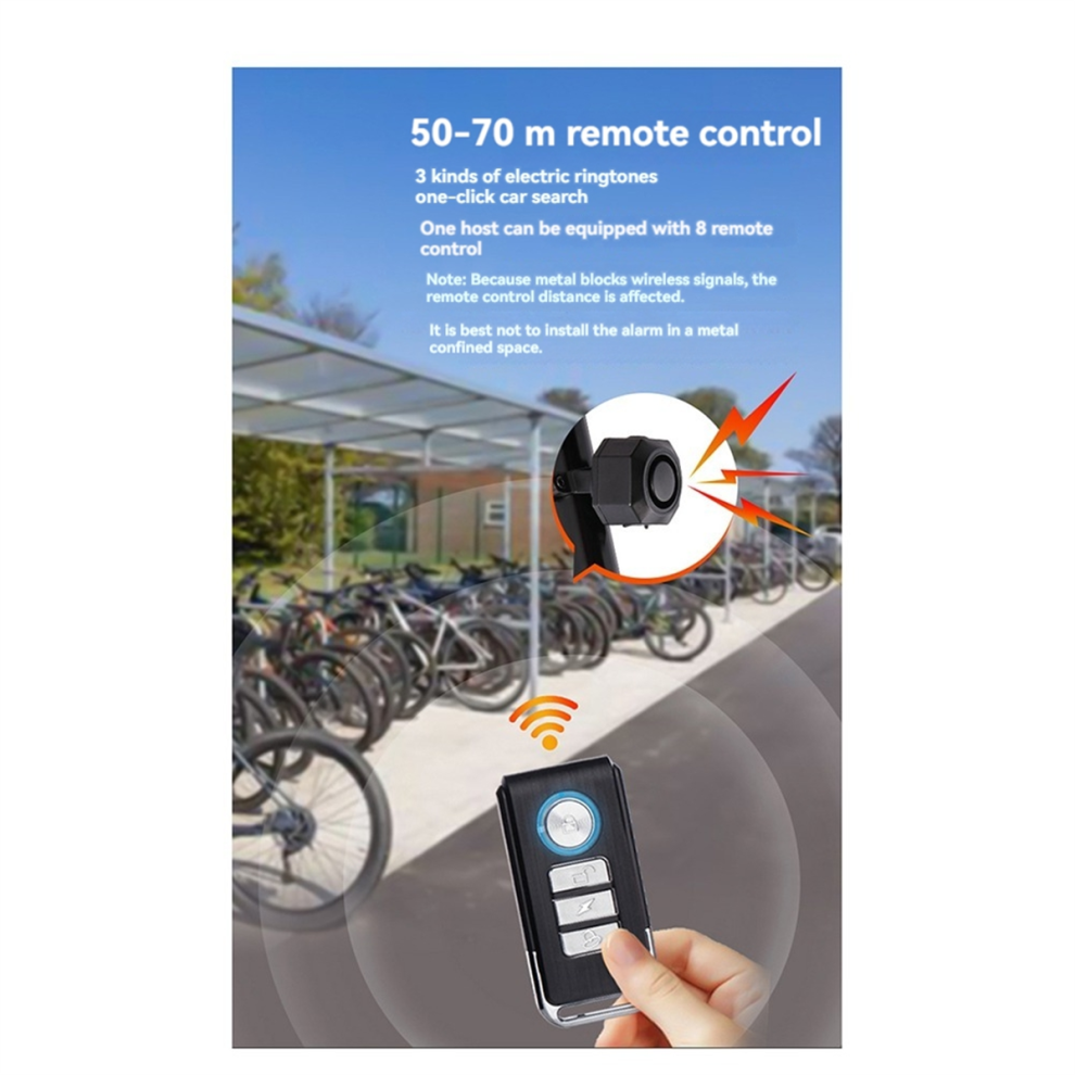 Bike Vibration Alarm Usb Charging Burglar With Remote Control 4851507289667