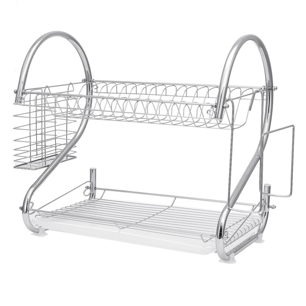 (#2 rack with chopping board stand) Dish Drying Rack 2 Tier Dish Rack with Utensil Holder Cup Holder and Dish Drainer for Kitchen Counter