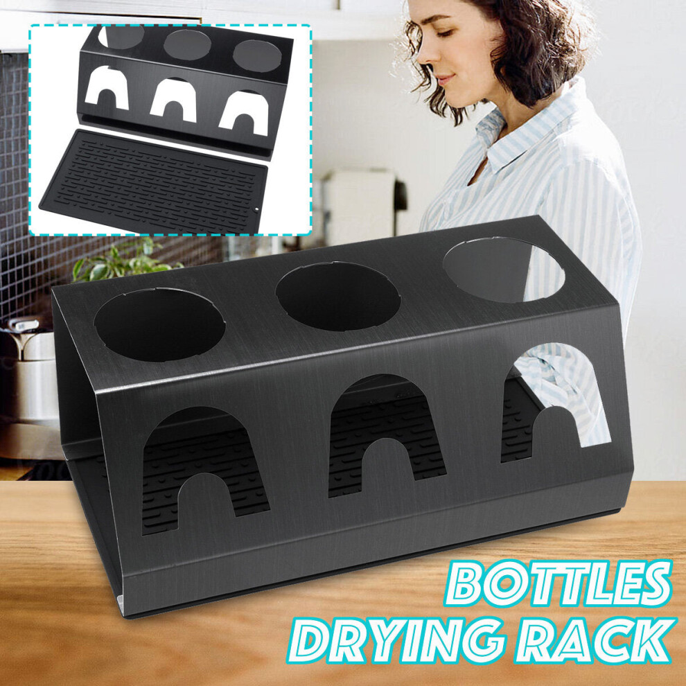 Stainless Steel Cup Bottle Holder Drainer Drying Rack For Soda Stream Bottles 3 Holes