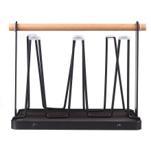 (Brown) Wrought Iron Upside Down Drain Japanese Style Cup Holder Water Cup Mug Storage Rack Drain Rack