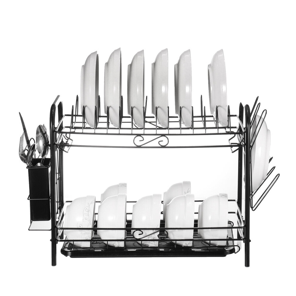 (2 Layer) Stainless Steel Dish Rack Sink Bowl Shelf Nonslip Cutlery Holder Kitchen Drying Rack Organizer for Kitchen Tools