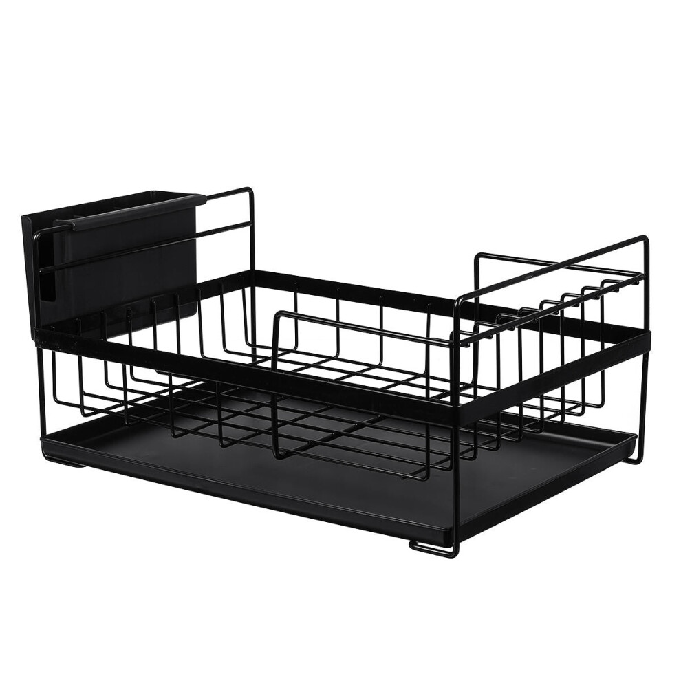(Black) Dish Drainer Cutlery Holder Utensils Drying Rack Kitchen Storage Organizer Tool