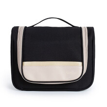 (Black) Polyester Toiletry Bag Multicolor Professional Travel Wash Bag Multifunctional Cosmetics Daily Necessities Storage Bag For Indoor Outoor