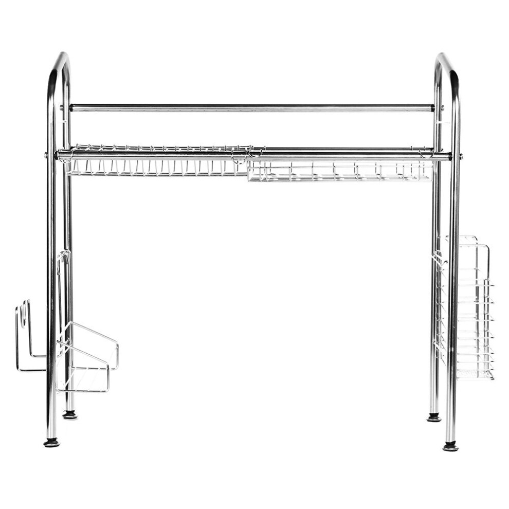 (1-layer) 1/2 Layer Tier Stainless Steel Dish Drainer Cutlery Holder Rack Drip Tray Kitchen Tool For Single Sink