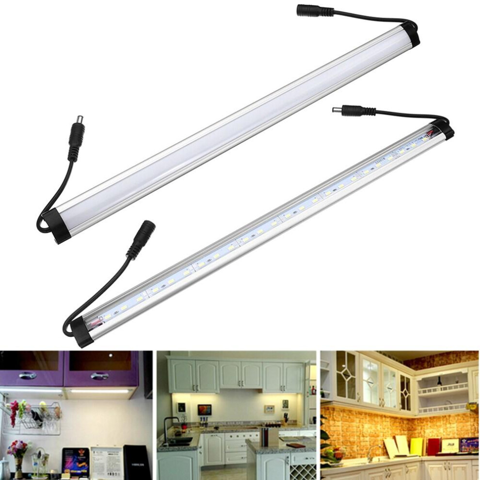 (Warm White, Transparent) 35CM 4.8W SMD5630 Milky White Transparent LED Rigid Strip Bar Cabinet Light with DC Connector DC12V