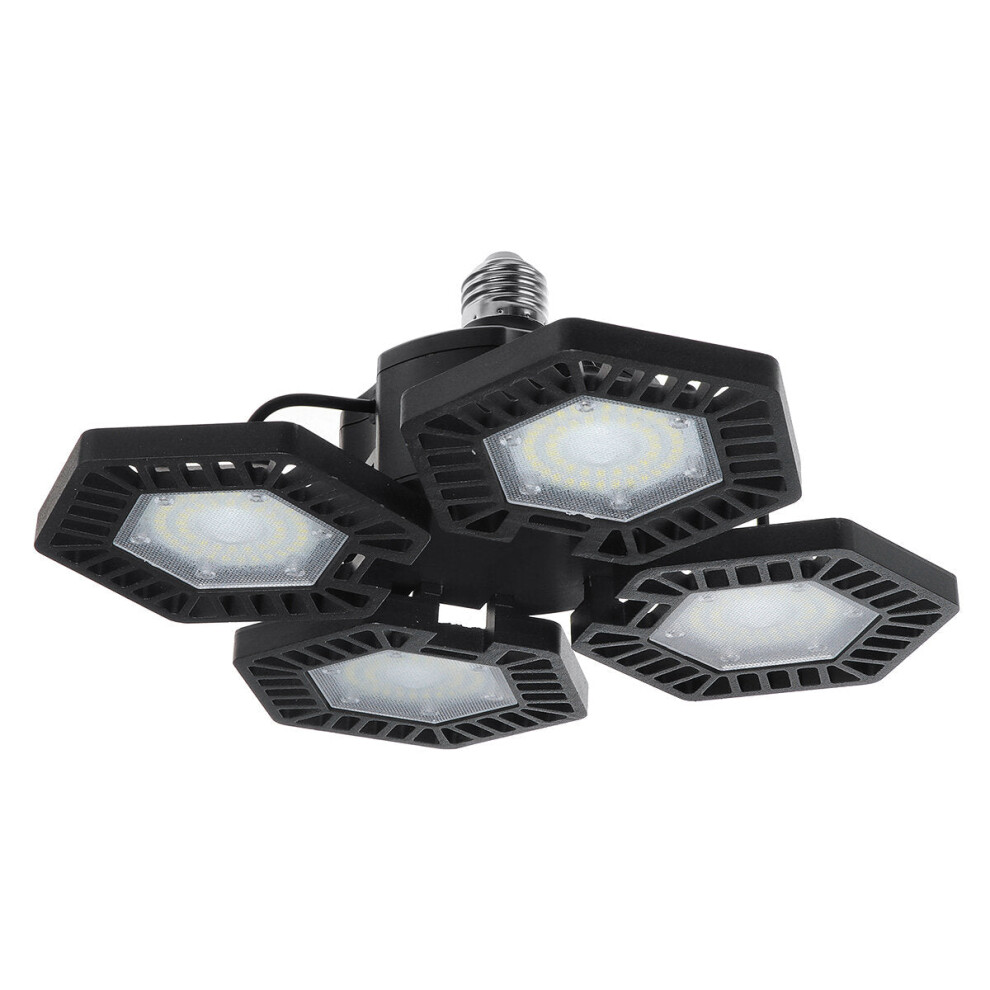 (4 Heads) 200W E27 Fan Blades LED Foldable Garage Light Mining Workshop Gym Ceiling Light