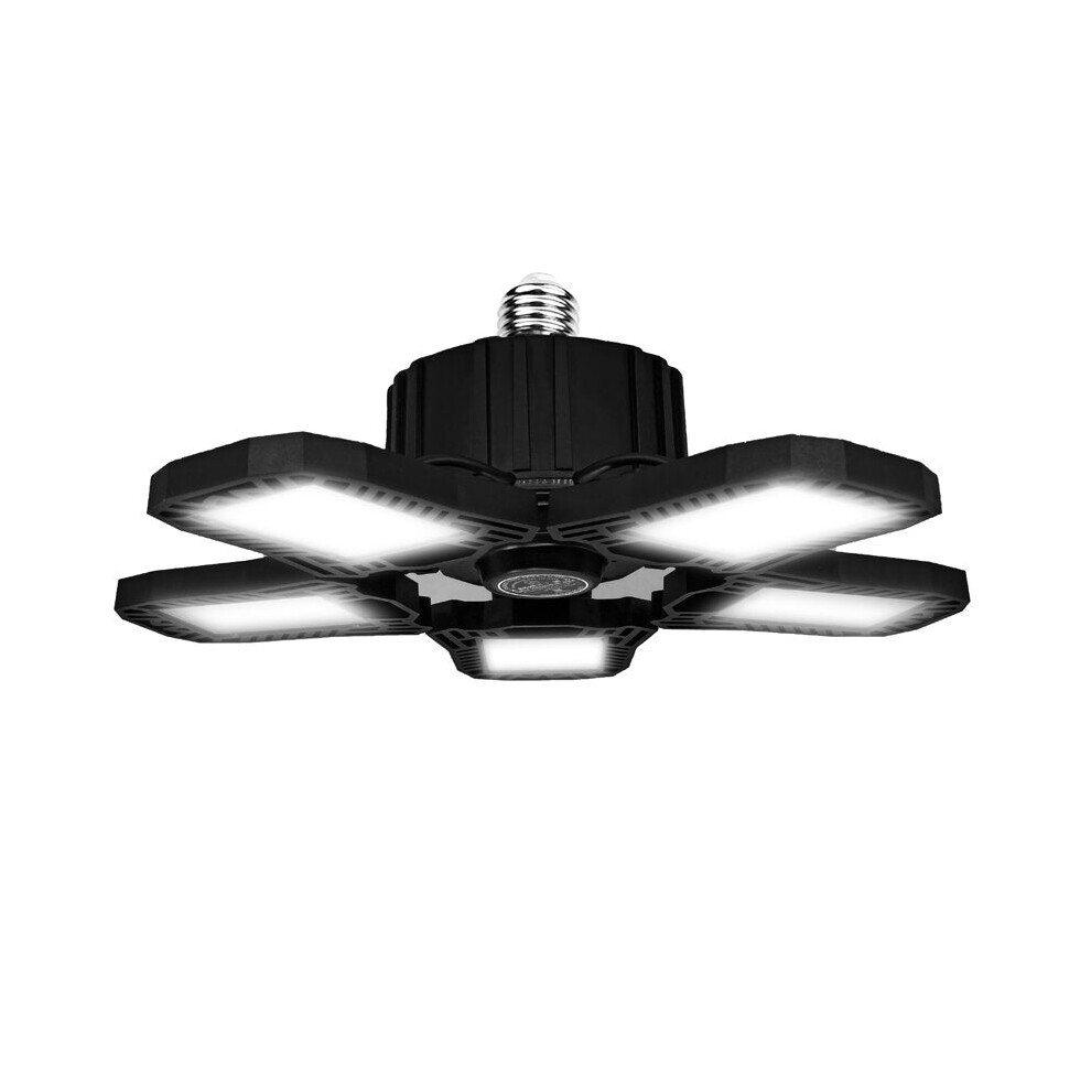 (60W /Plastic Black) 60/80/100W Upgrade Version Deformable Ultra-bright LED Garage Ceiling Light with 5 Adjustable Panels for Warehouse Basement Barn Home Office