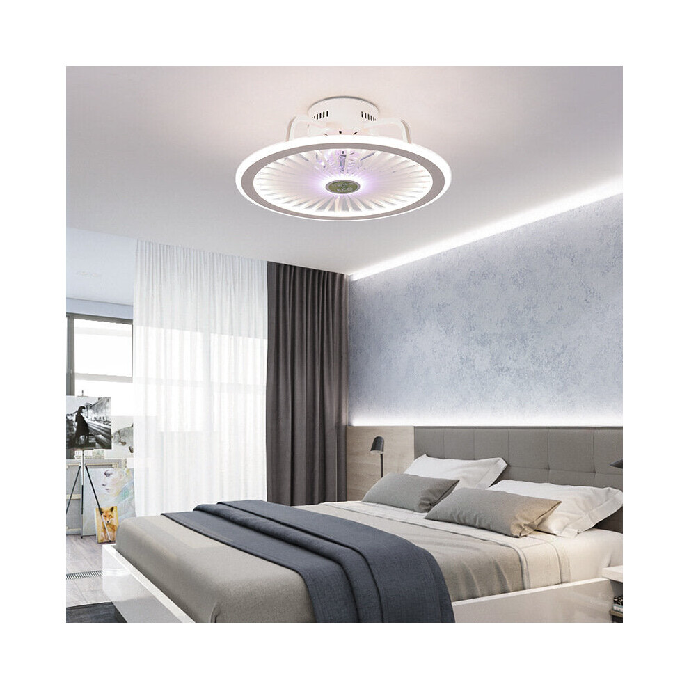 (Pink Light, 110V) Ceiling Lamp Stepless Dimming with Electric Fan Lights Modern Minimalist Dining Room and Bedroom Lights