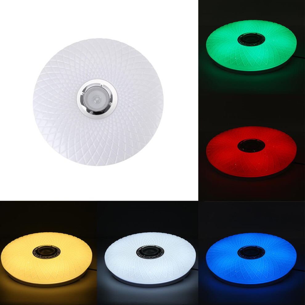 (Remote and Bulb Socket 220V, 110V~220V) 60W Smart LED Ceiling Light RGB bluetooth Music Speaker Dimmable Lamp APP Remote