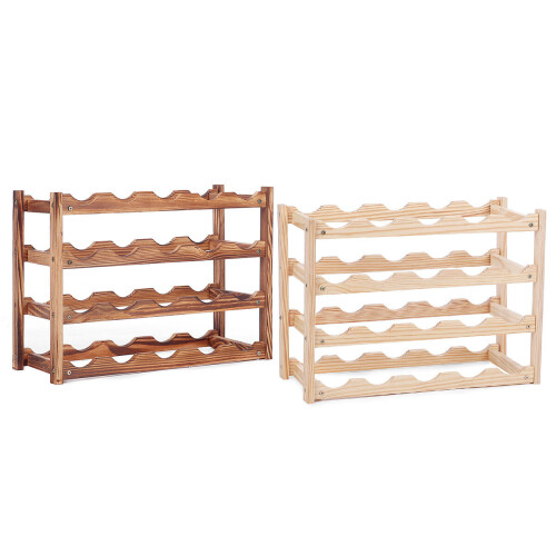 (Carbonization) European Solid Wood  Bottle Shelf Rack Holder Storage Racks Creative Design 2