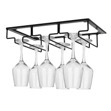 (Black, Type C) Wall Mount Glass Rack Holder Hanging Under Cabinet Hanger Iron Shelf 4 Type