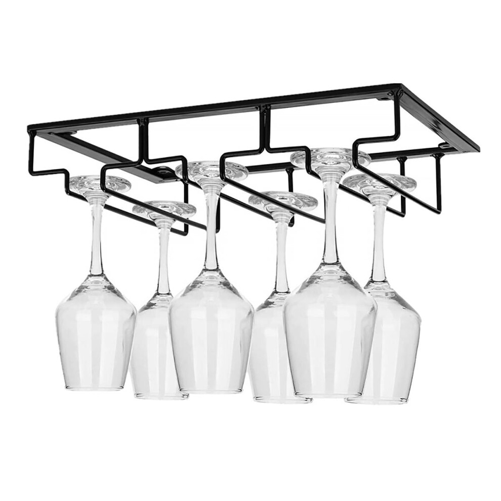 (White, Type A) Wall Mount Glass Rack Holder Hanging Under Cabinet Hanger Iron Shelf 4 Type
