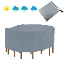(L) 73/90inch 210D Oxford Waterproof Large Water Resistant Outdoor Furniture Round Cover Garden Patio Rattan Table Cover