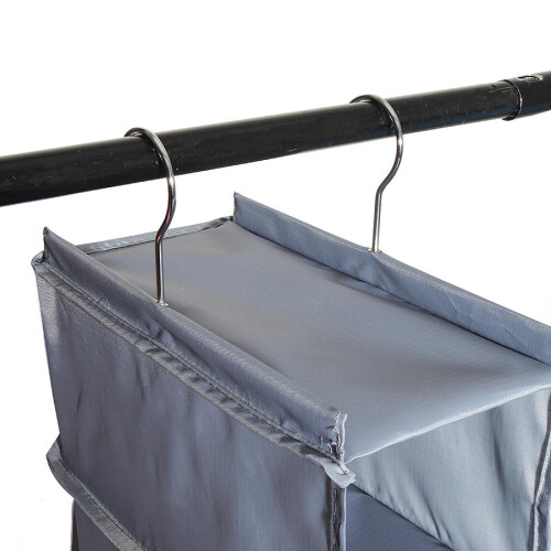 (Blue) Waterproof Oxford 6 Layers 2 Hooks Hanging Clothes Storage Bag 2