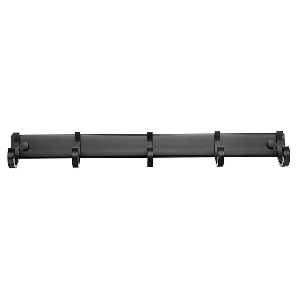 (5 Hooks) Punch-free Wall Hanging Hook Metal Row Hook Sticky Hook Space Aluminum Clothes Coat Hook