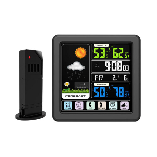 Full Touch Screen Wireless Weather Station Multi-function Color Screen Indoor and Outdoor Temperature Humidity Meter Clock 1
