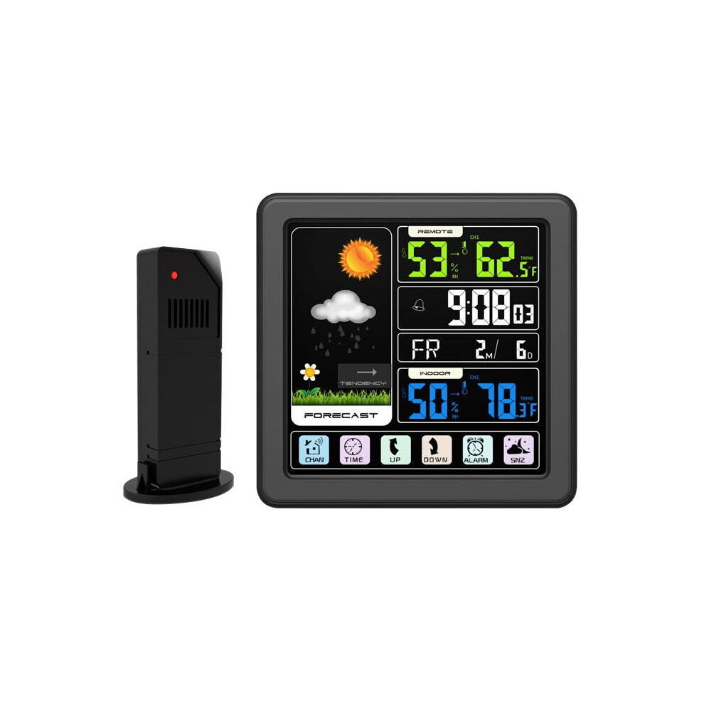 Full Touch Screen Wireless Weather Station Multi-function Color Screen Indoor and Outdoor Temperature Humidity Meter Clock