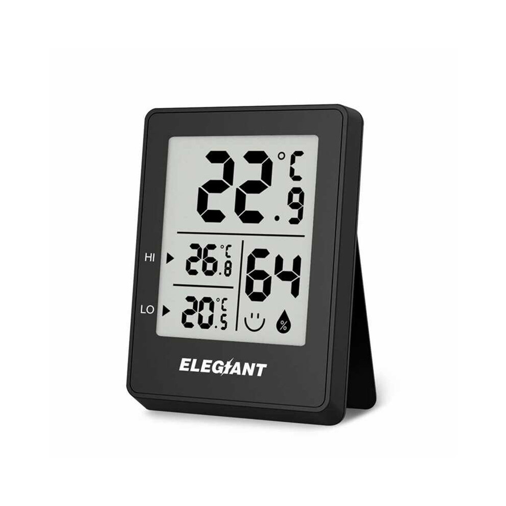 Greenzech Black (Black) Digital Thermometer Hygrometer Home Electronic Indoor Outdoor Hygrometer Temperature Sensor Monitor Stand