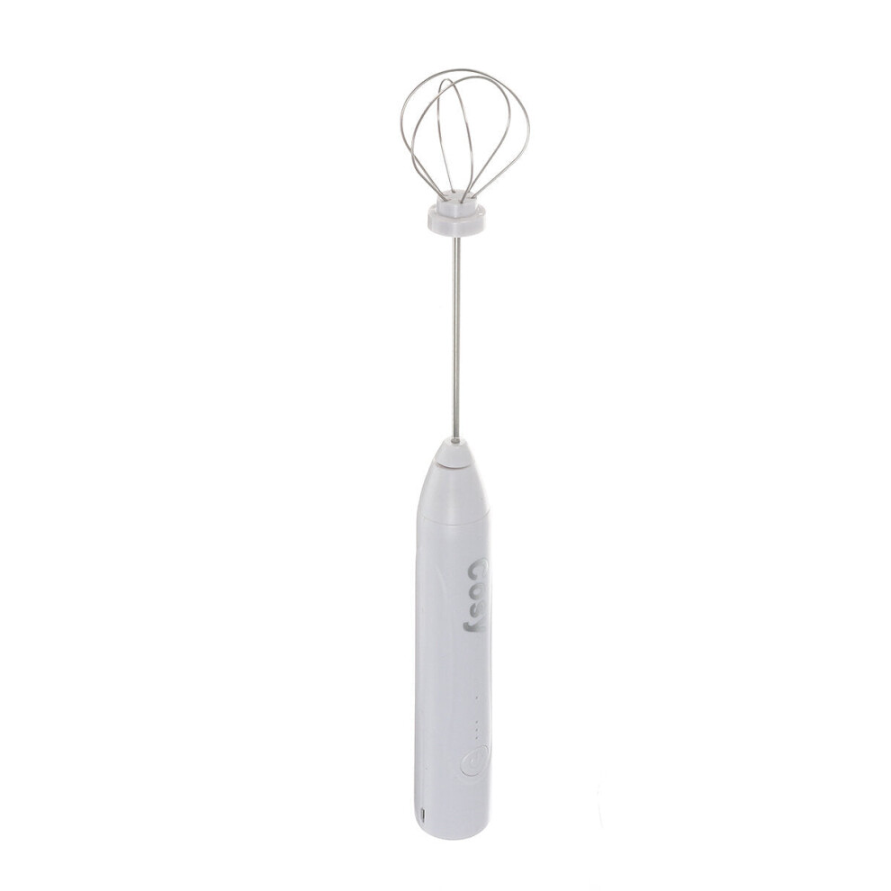 (White) Electric Wireless Whisk Household Small Hand-held USB Charging Electric Automatic Cream Whisk Machine Milk Frother