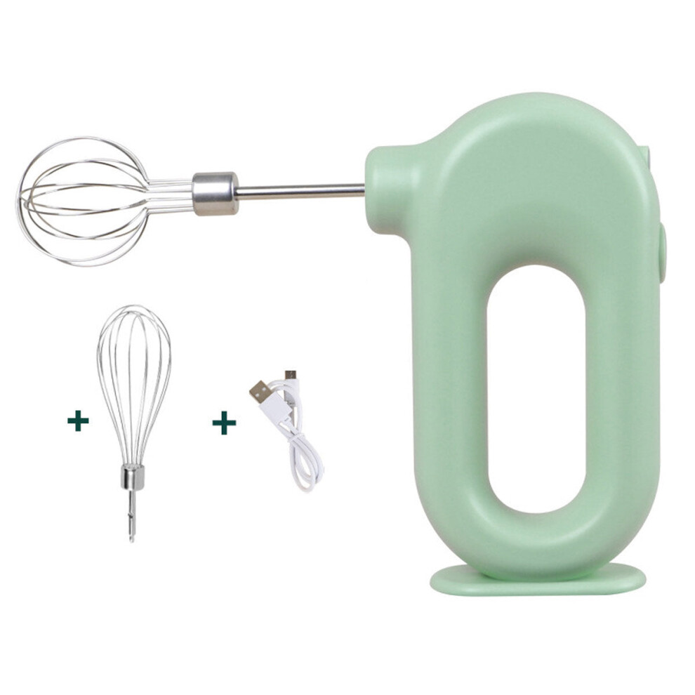 (Green) 20W Wireless Electric Whisk Blender Portable Four-speed USB Charging Handheld Mixer