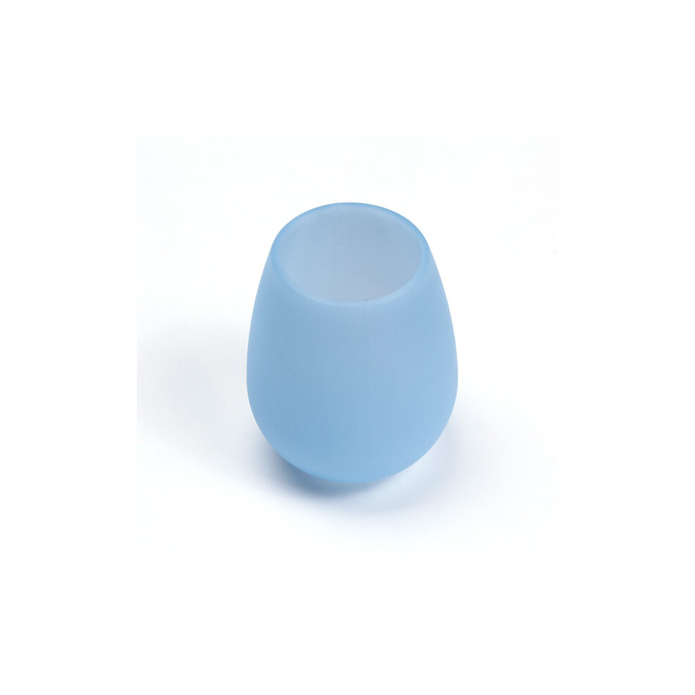 (Blue) Portable Silicone Wine Glass Pocket Travel Flexible Unbreakable Whiskey Beer Cup