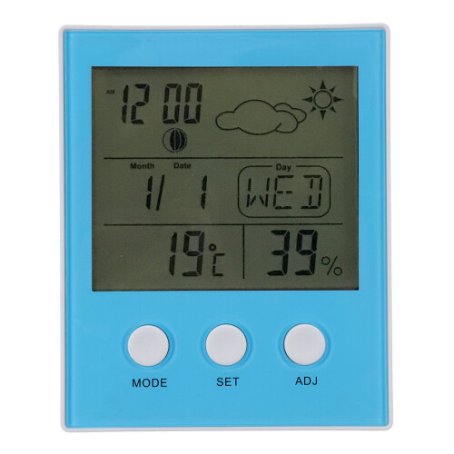 (White) Thermometer Hygrometer Temperature Humidity Tester Backlight Time Date Calendar Alarm Clock 2