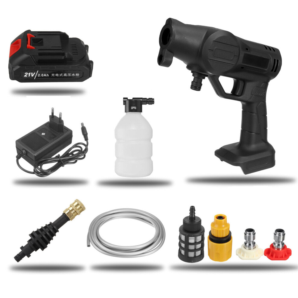(One Battery) 21V Cordless High Pressure Washer Car Washing Machine Garden Agriculture Water Spray Guns W/ 1/2 Battery