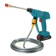 (One Battery, 24V) 24/48V 550W Cordless Electric High Pressure Washer Car Washing Machine Spray Guns Lance Hose Set W/ 1/2 Battery