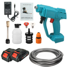 (Two Batteries, 24V) 24/48V 550W Cordless Electric High Pressure Washer Car Washing Machine Spray Guns Lance Hose Set W/ 1/2 Battery