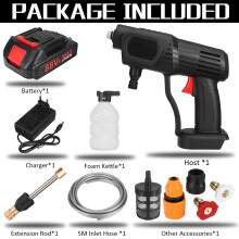 (One Battery) 1500W 60Bar High Pressure Cordless Car Washer Spray Guns Water Cleaner 88VF Battery