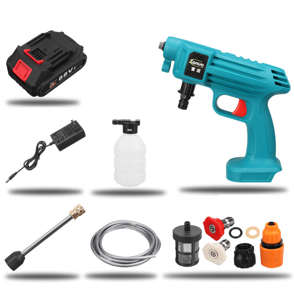 (One Battery) 88VF Cordless High Pressure Washer Car Washing Spray Guns Water Cleaner