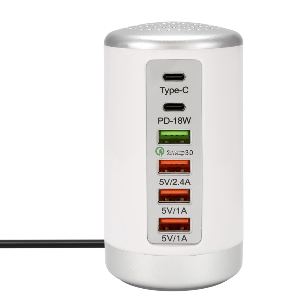 Cargador Pd Tipo C De 6 Puertos Para TeléFono MóVil, EstacióN De Carga Con Enchufe Europeo-image