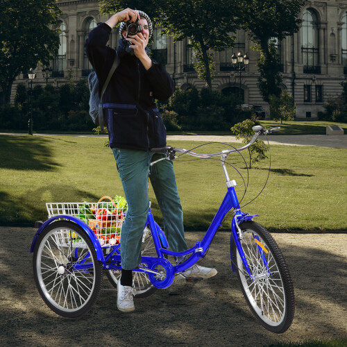 24inch 7-speed Blue Foldable Three-wheeled Bike 2