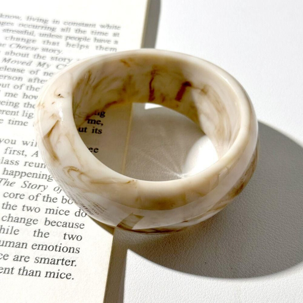 (beige) Geometric Chunky Bracelets Irregular Retro Hand Ring Creative Resin Bangles  Women