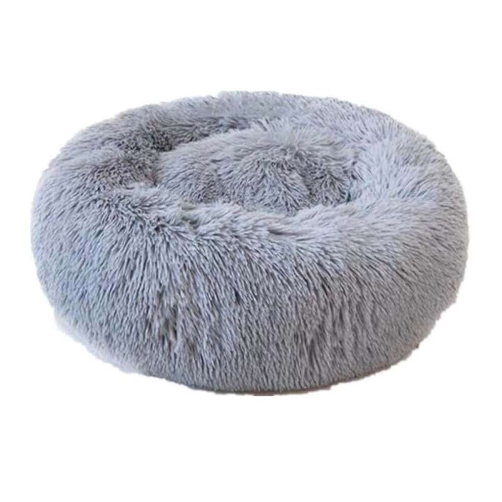 (light gray, 50cm) Plush Round Cat Bed Soft Dog Bed Mat Sleeping Bag Lounger Cat House Sofa Basket For Small Medium Large Dog