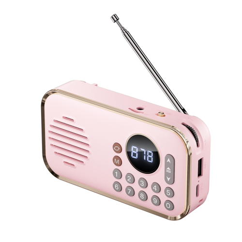 FM Radio rechargeable small Wireless Bluetooth Speaker pink 2
