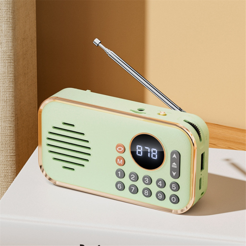 FM Radio rechargeable small Wireless Bluetooth Speaker Light green 1