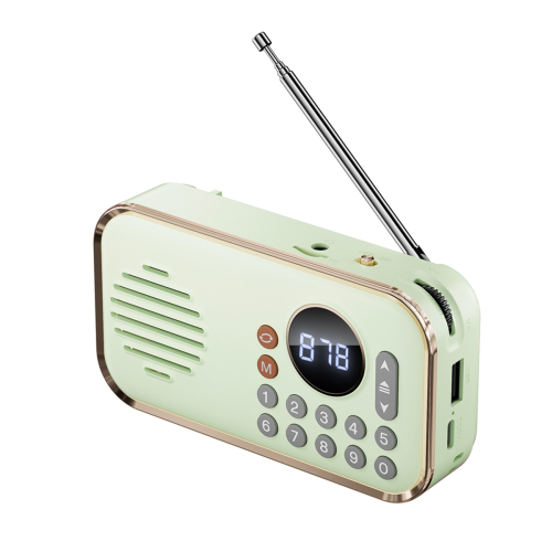 FM Radio rechargeable small Wireless Bluetooth Speaker Light green 2