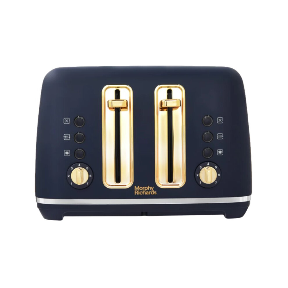 Morphy Richards Accents Rose Gold 4-Slice Toaster in Navy - Image 3