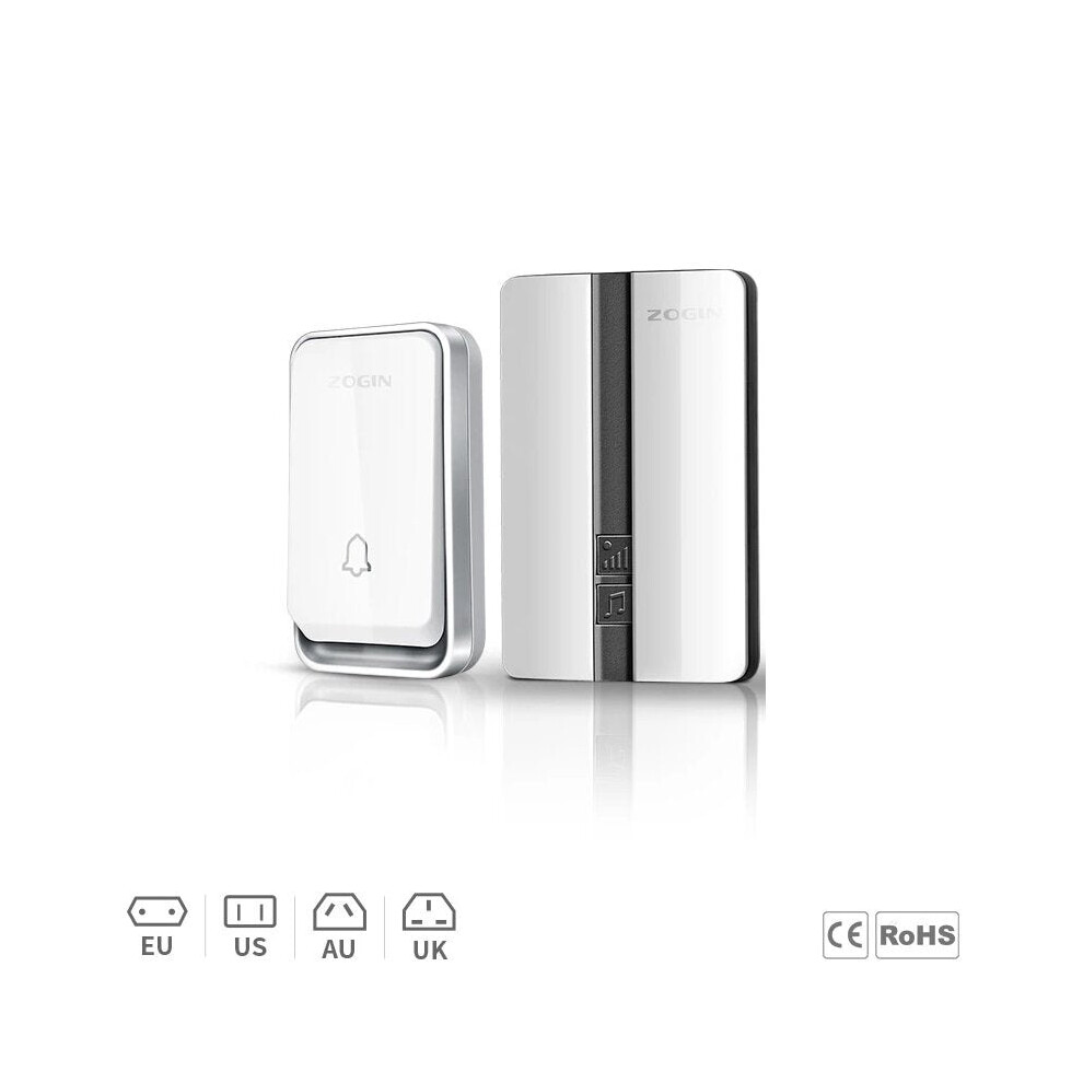(US Plug) 433MHz Wireless Waterproof Smart Doorbell No Battery Cordless Ring Dong Chime for Home